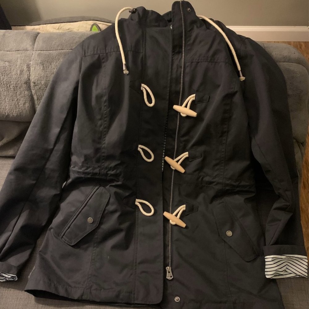 Navy Hooded Rain Jacket by Fat Face